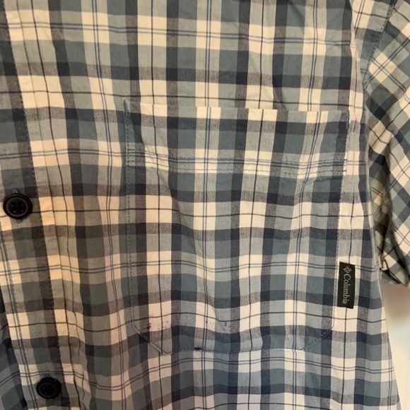 Columbia Men's Short Sleeved Plaid Button Down Shirt Blue White Size XL - Picture 6 of 12